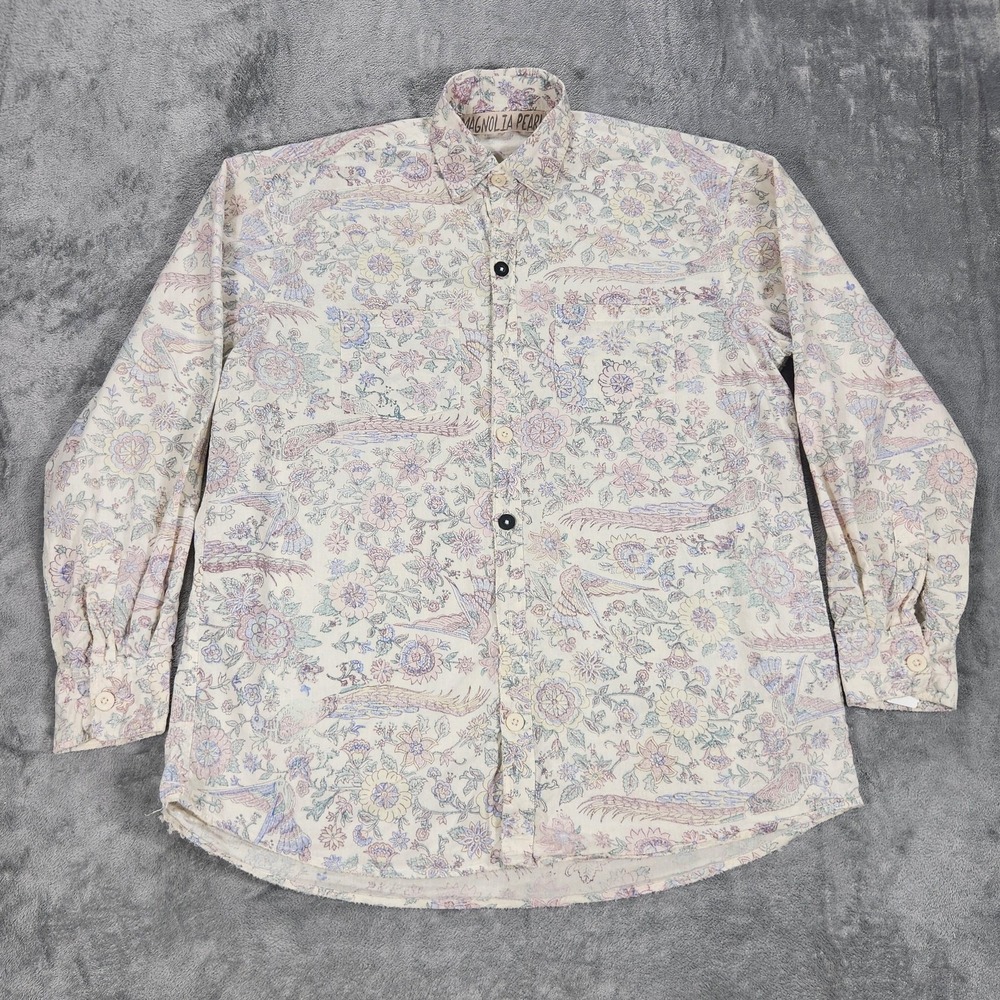 Magnolia Pearl Shirt Womens One Size Multicolor Floral Button Up Long Sleeve